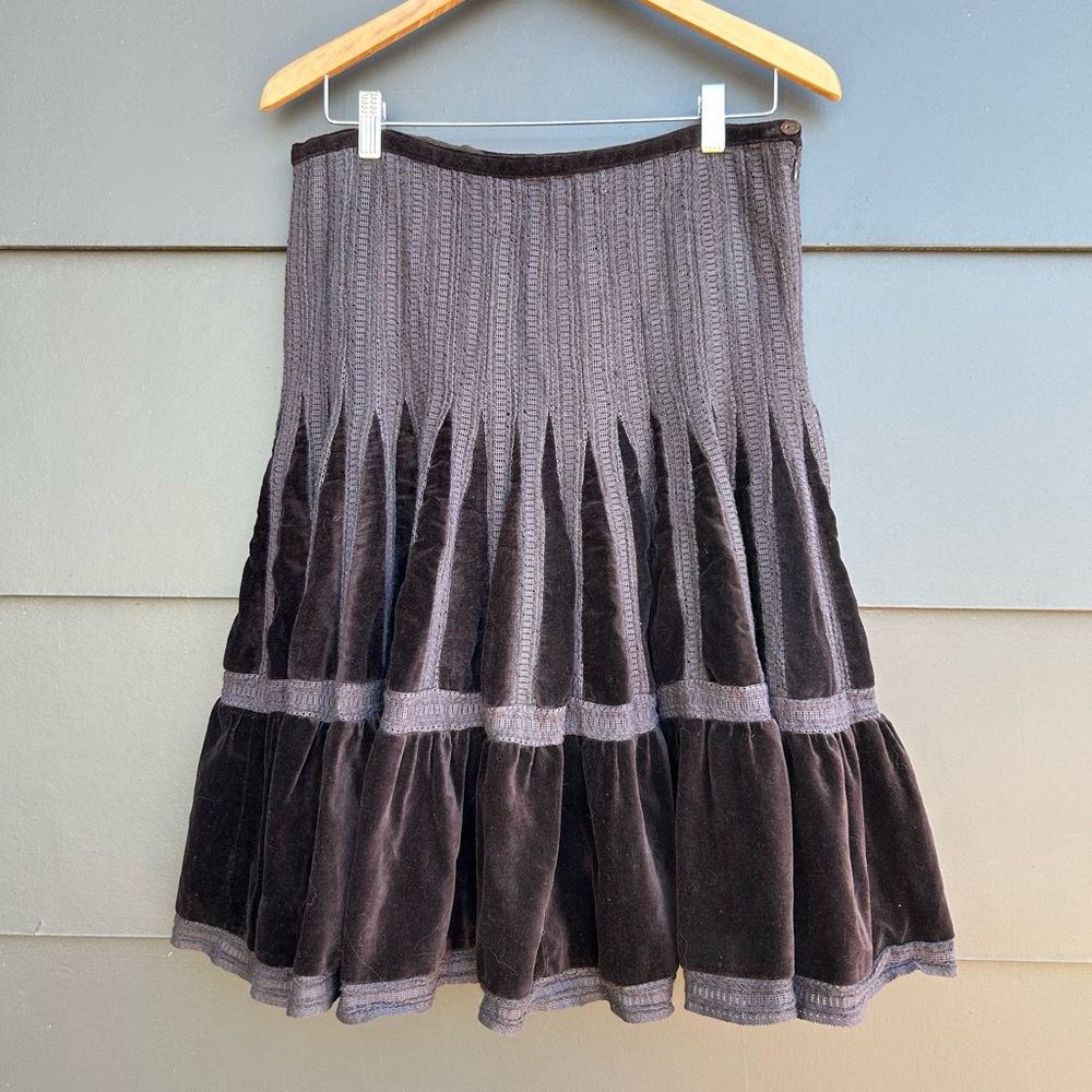 Vintage Full tiered Velvet Skirt by Alice Blue - M